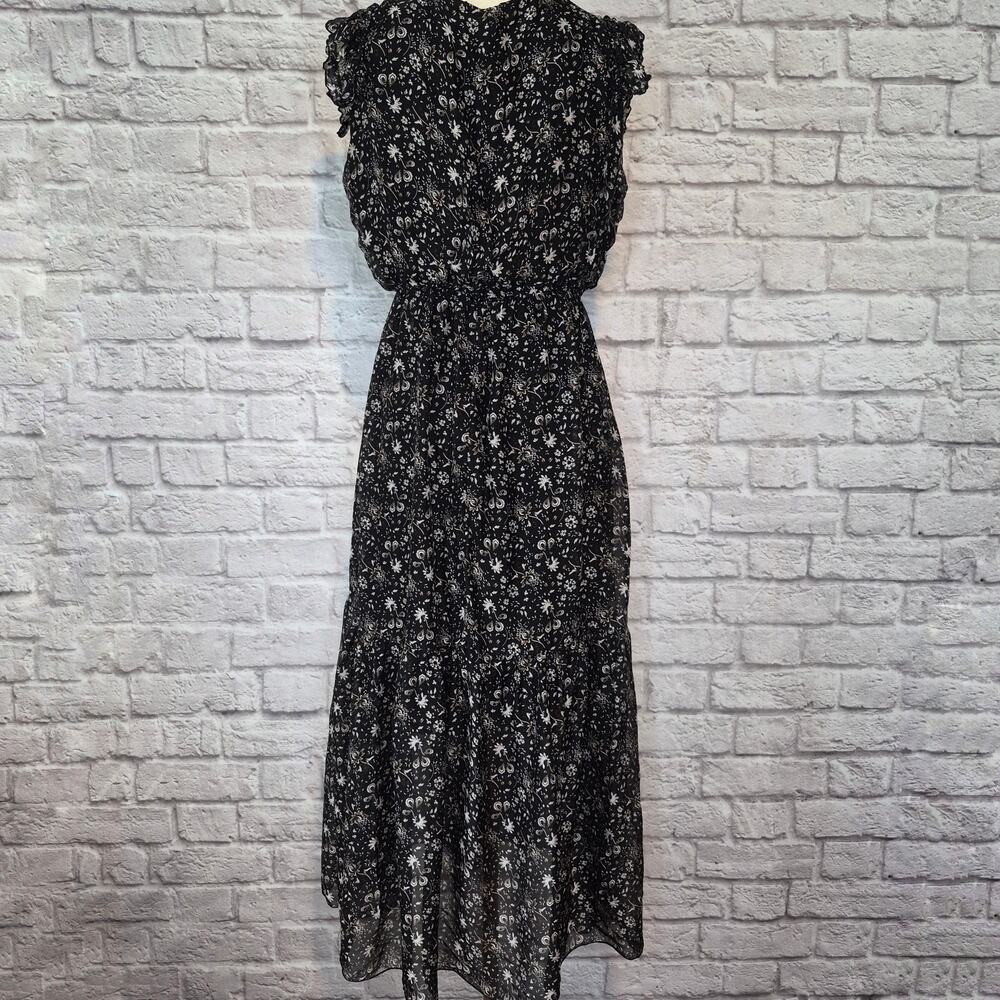 Le Ragazze Italy Silk Blend Floral Dress Smocked Blouson Tiered Chiffon Size L - Picture 6 of 10
